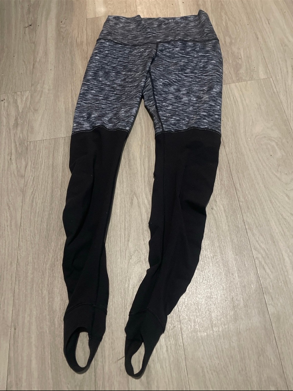 lululemon athletica Gray Marled & Black Stirrup Leggings
